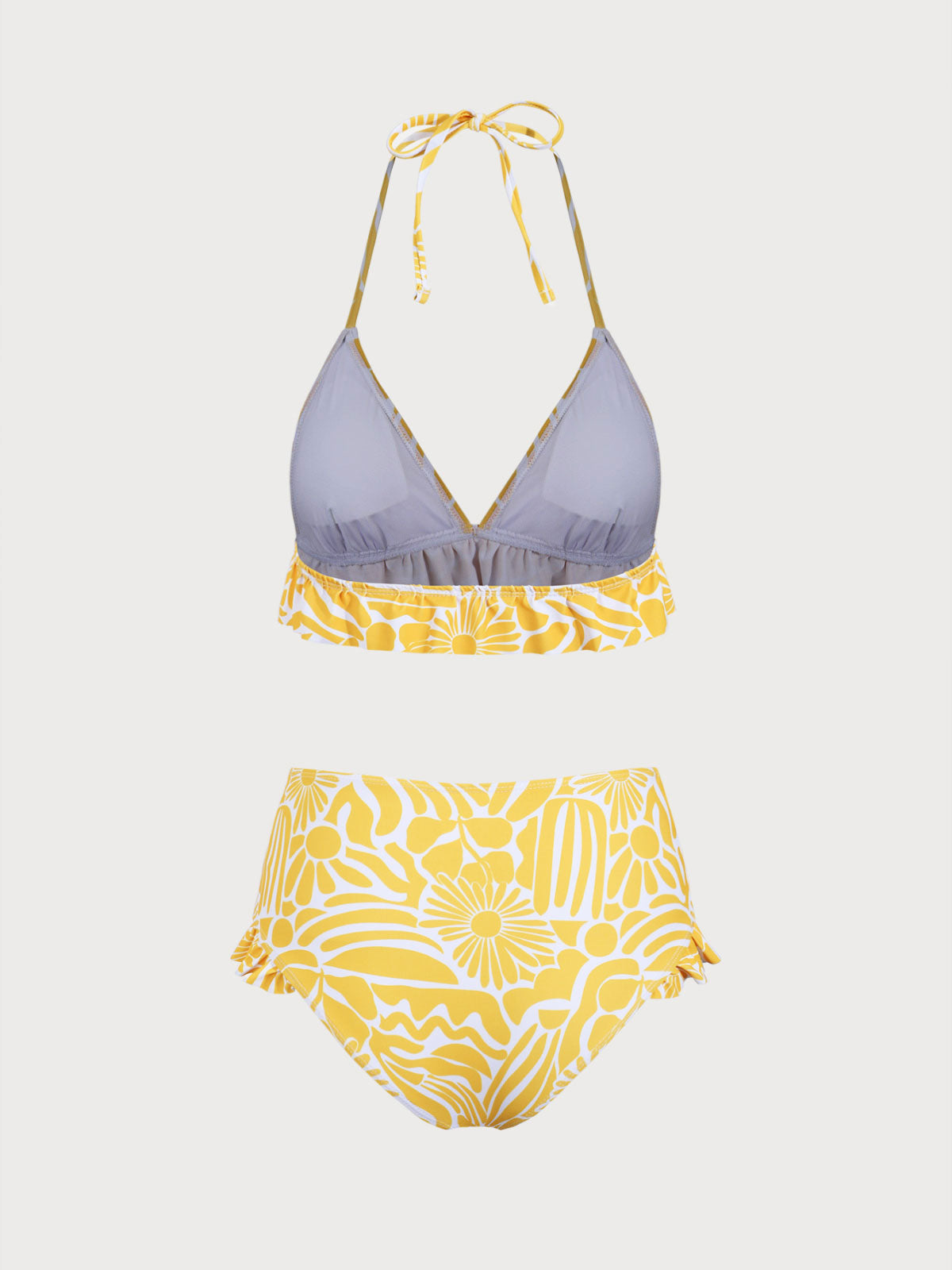 Women'S Polyester Knit Floral Ruffle Bikini Set Bikinis - SAMIOLSWIM