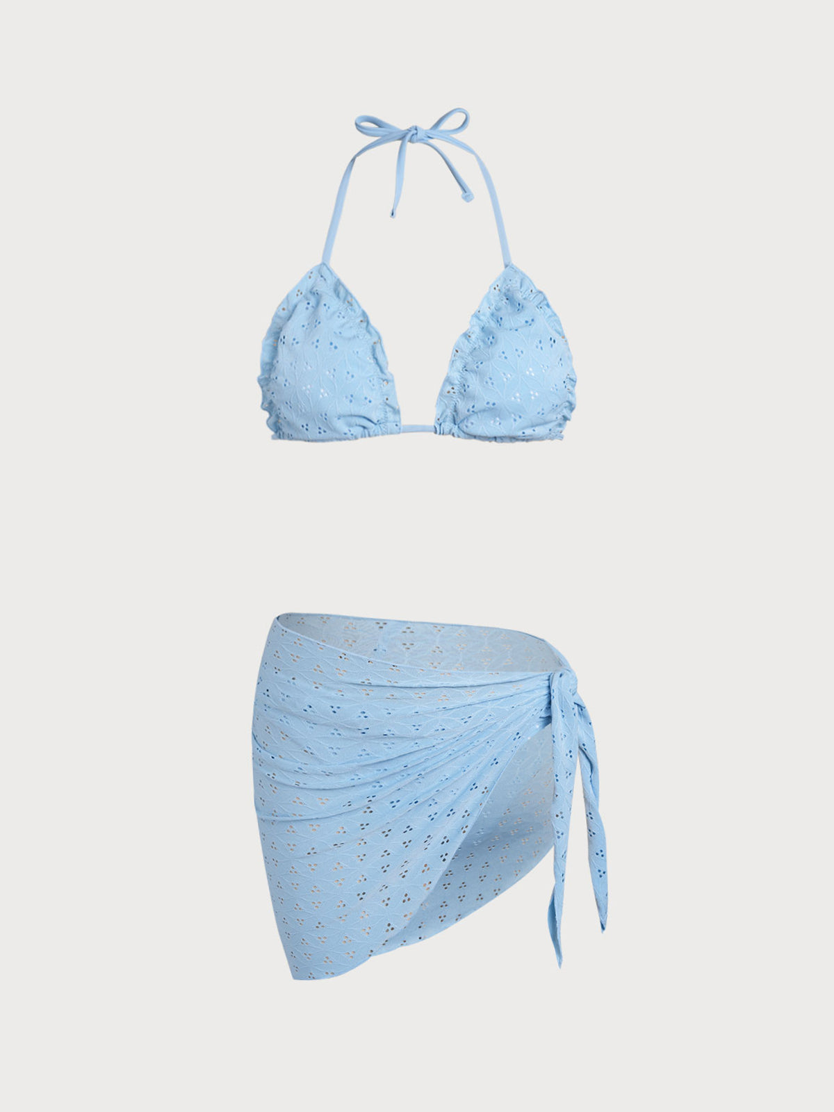 Women'S Polyester Knit Front Tie Ruffle Bikini Set Bikinis - SAMIOLSWIM