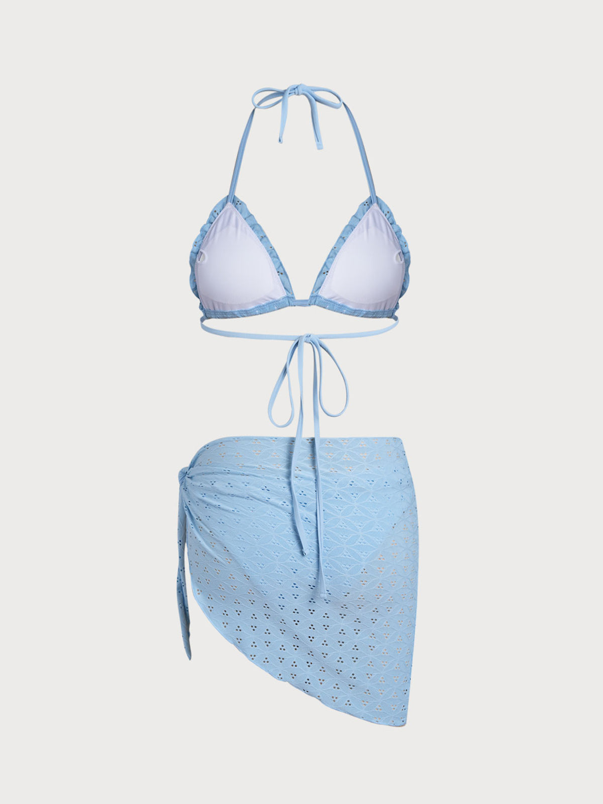 Women'S Polyester Knit Front Tie Ruffle Bikini Set Bikinis - SAMIOLSWIM