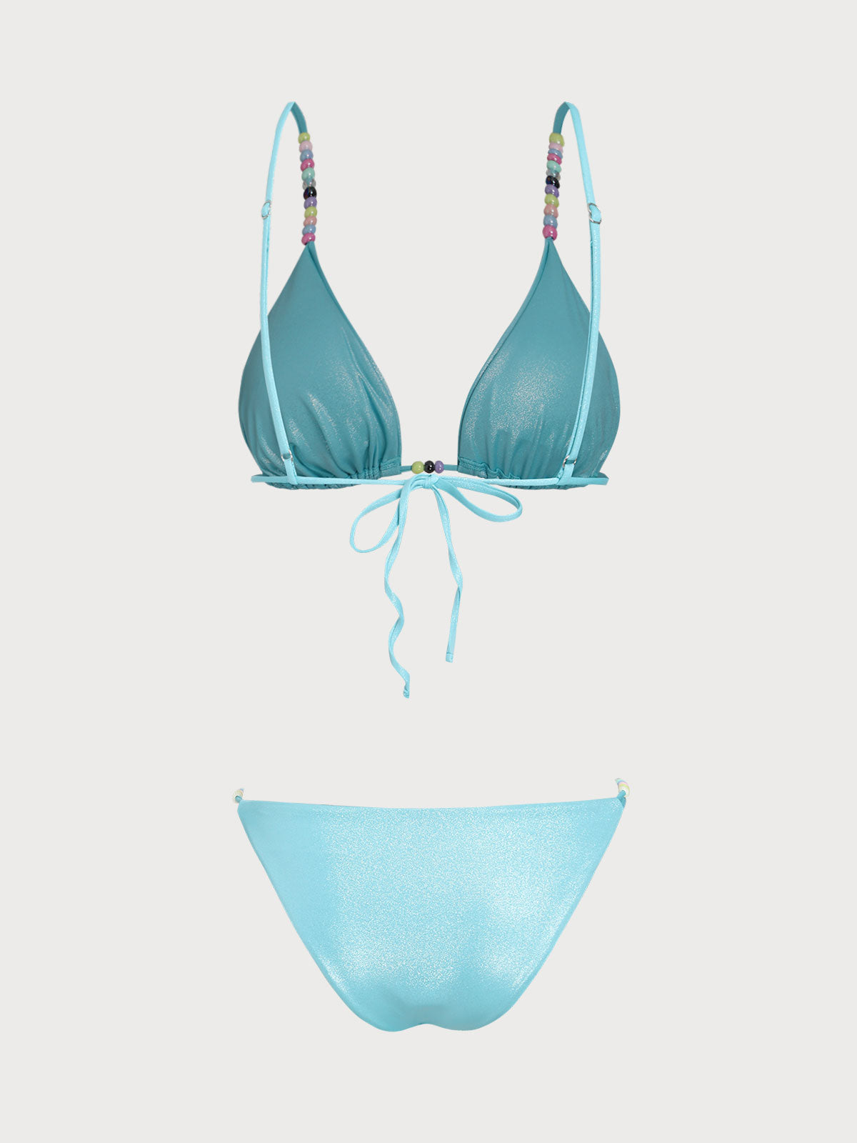 Women'S Polyester Knit Glitter Color Beaded Bikini Set Bikinis - SAMIOLSWIM