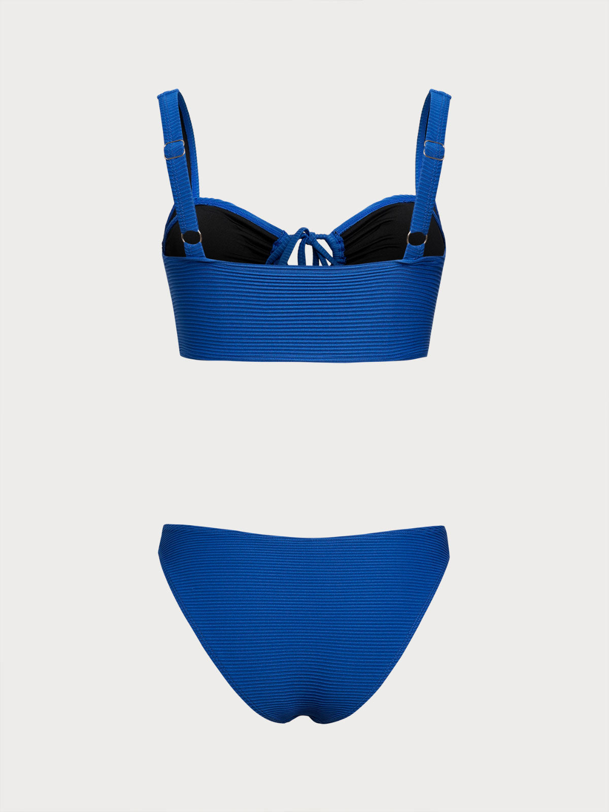 Women'S Polyester Knit Hollow Front Tie Bikini Set Bikinis - SAMIOLSWIM