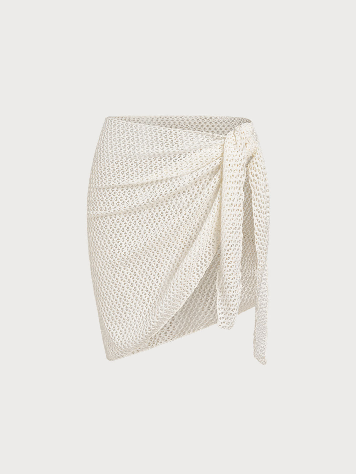 Women'S Polyester Knit Mesh Openwork Blouse White Cover-ups - SAMIOLSWIM