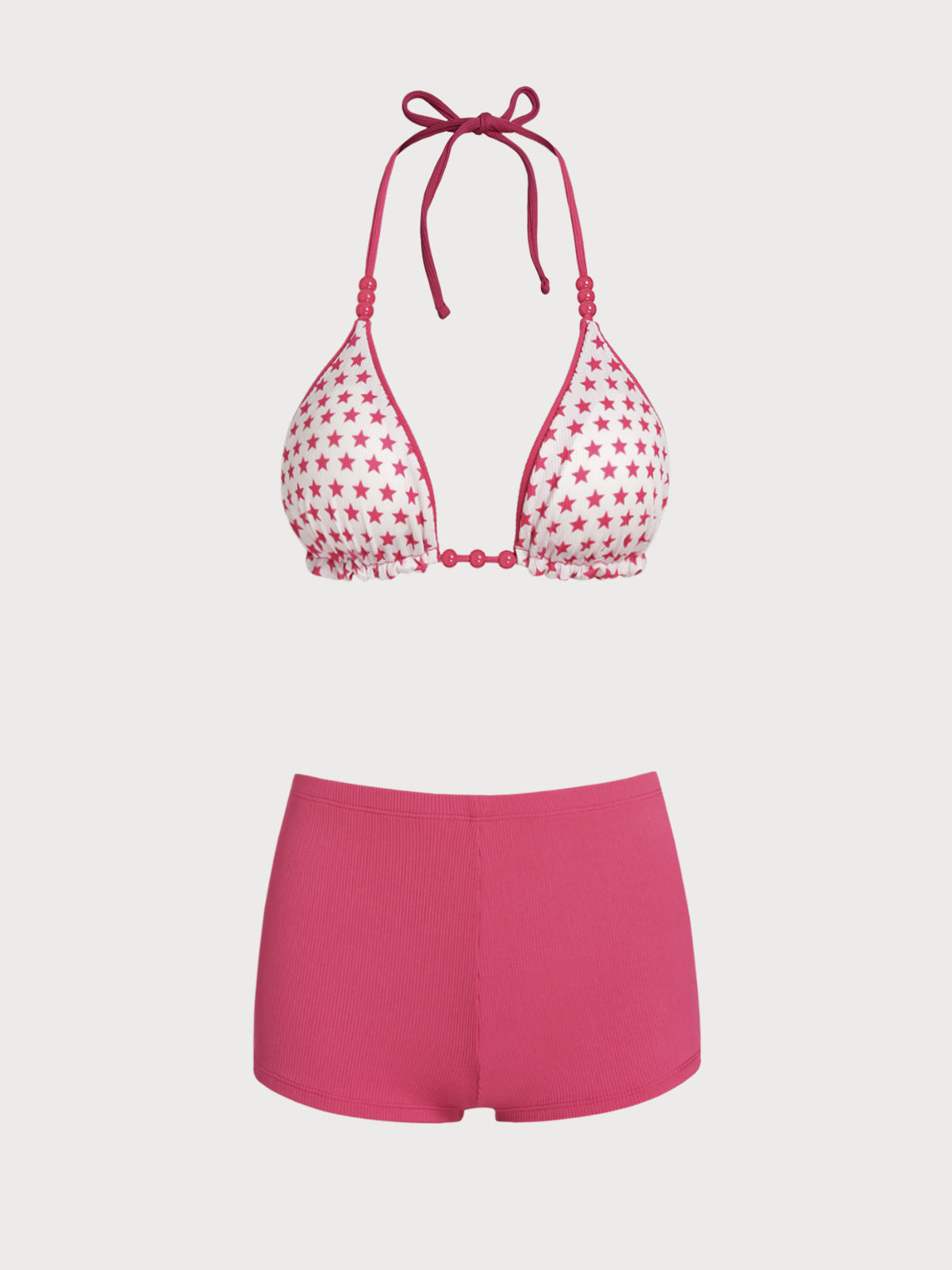 Women'S Polyester Knit Reversible Beaded Bikini Set Red Bikinis - SAMIOLSWIM