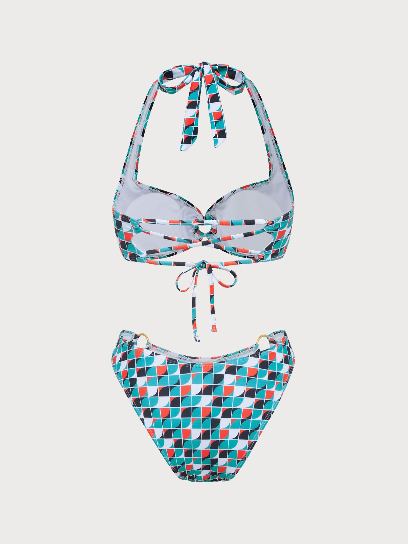 Women'S Polyester Knit Ring Geometric Bikini Set Bikinis - SAMIOLSWIM