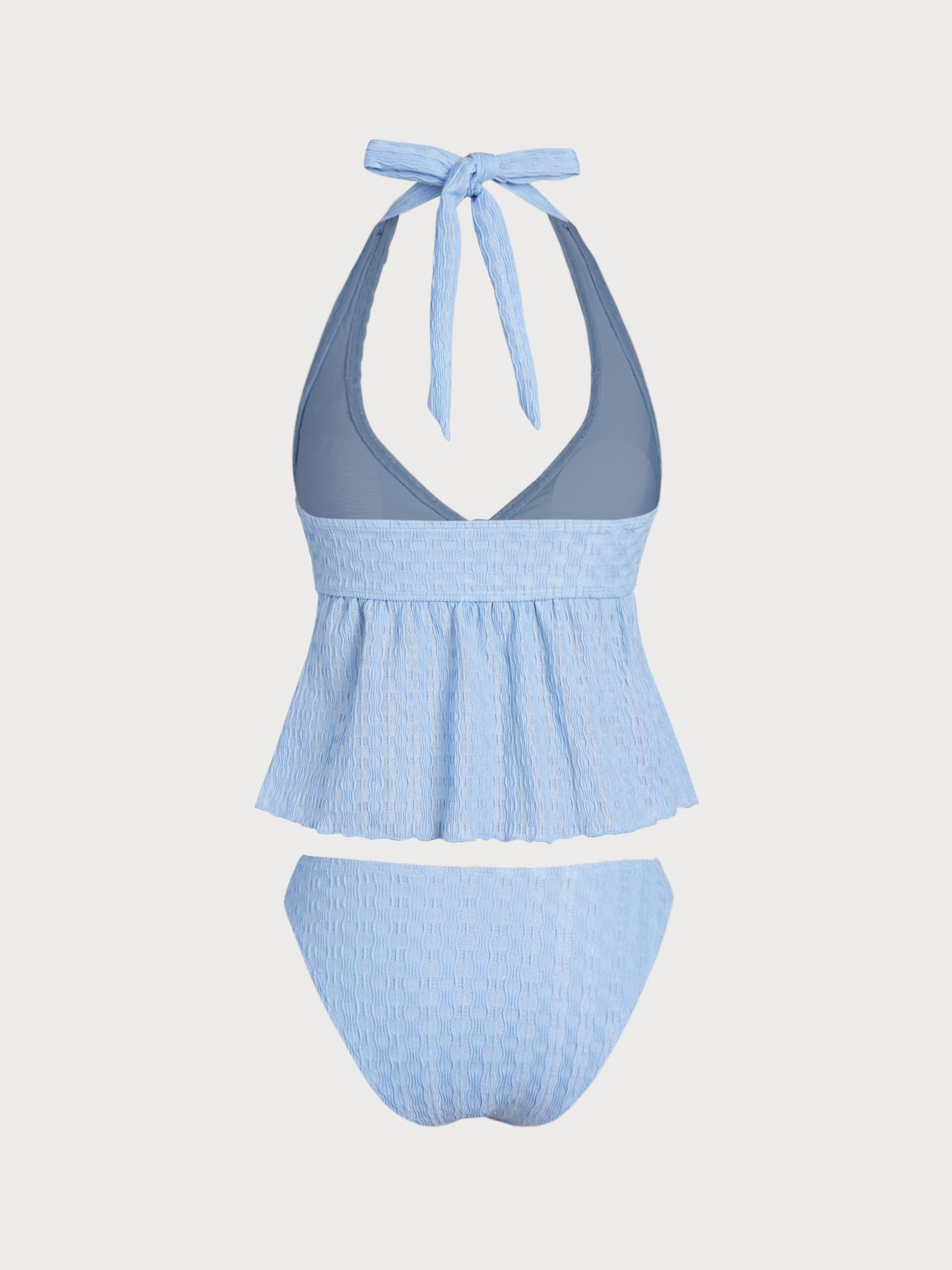 Women'S Polyester Knit Ruched V-Neck Tankini Swimsuit Tankinis - SAMIOLSWIM