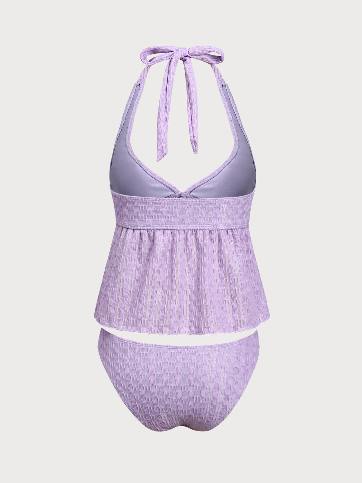 Women'S Polyester Knit Ruched V-Neck Tankini Swimsuit Tankinis - SAMIOLSWIM