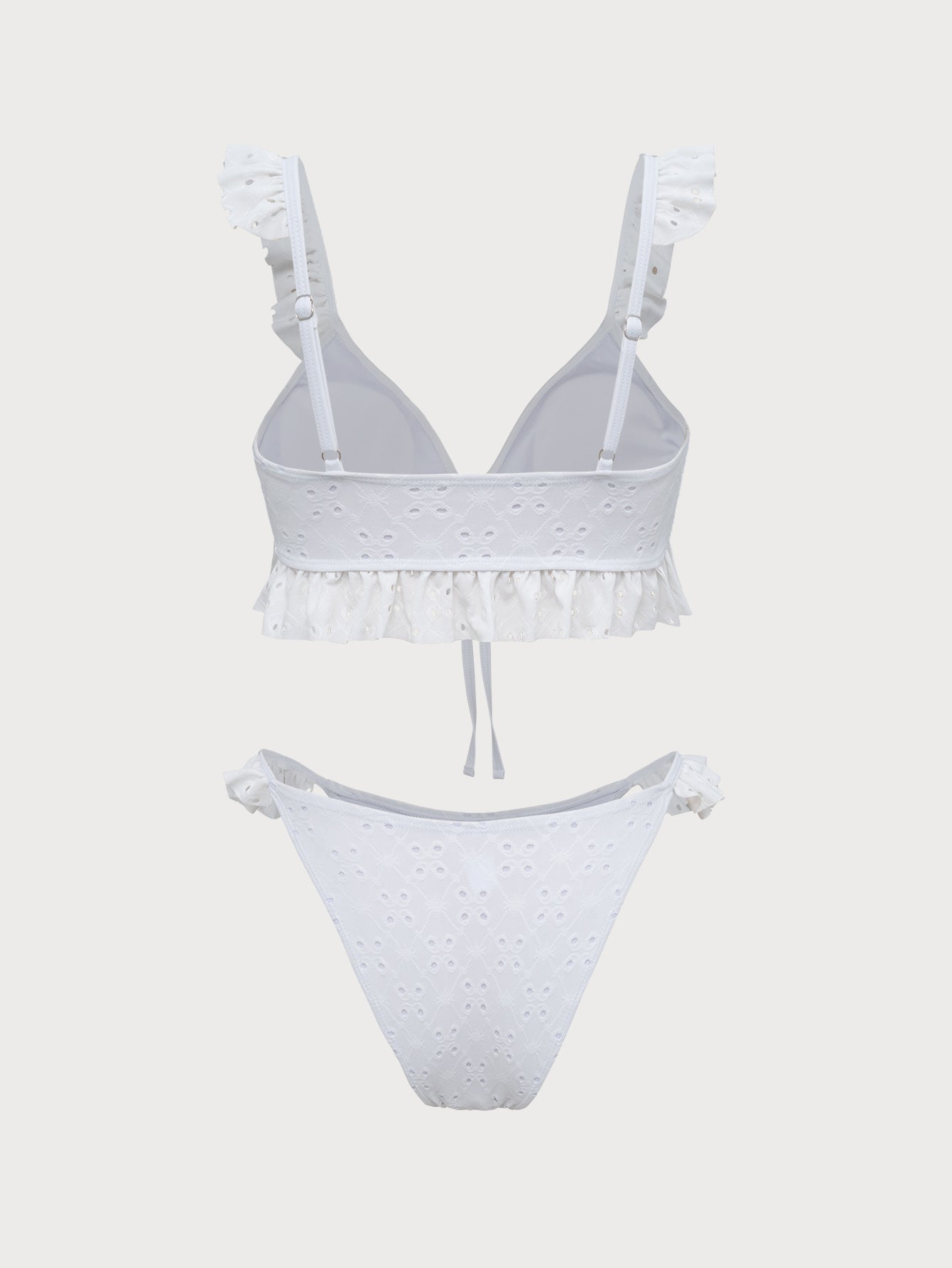 Women'S Polyester Knit Ruffle Front Tie Bikini Set Bikinis - SAMIOLSWIM