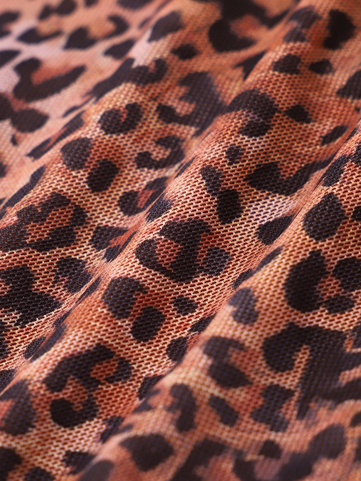 Women'S Polyester Knit Shirred Leopard Print Tankini Swimsuit Tankinis - SAMIOLSWIM