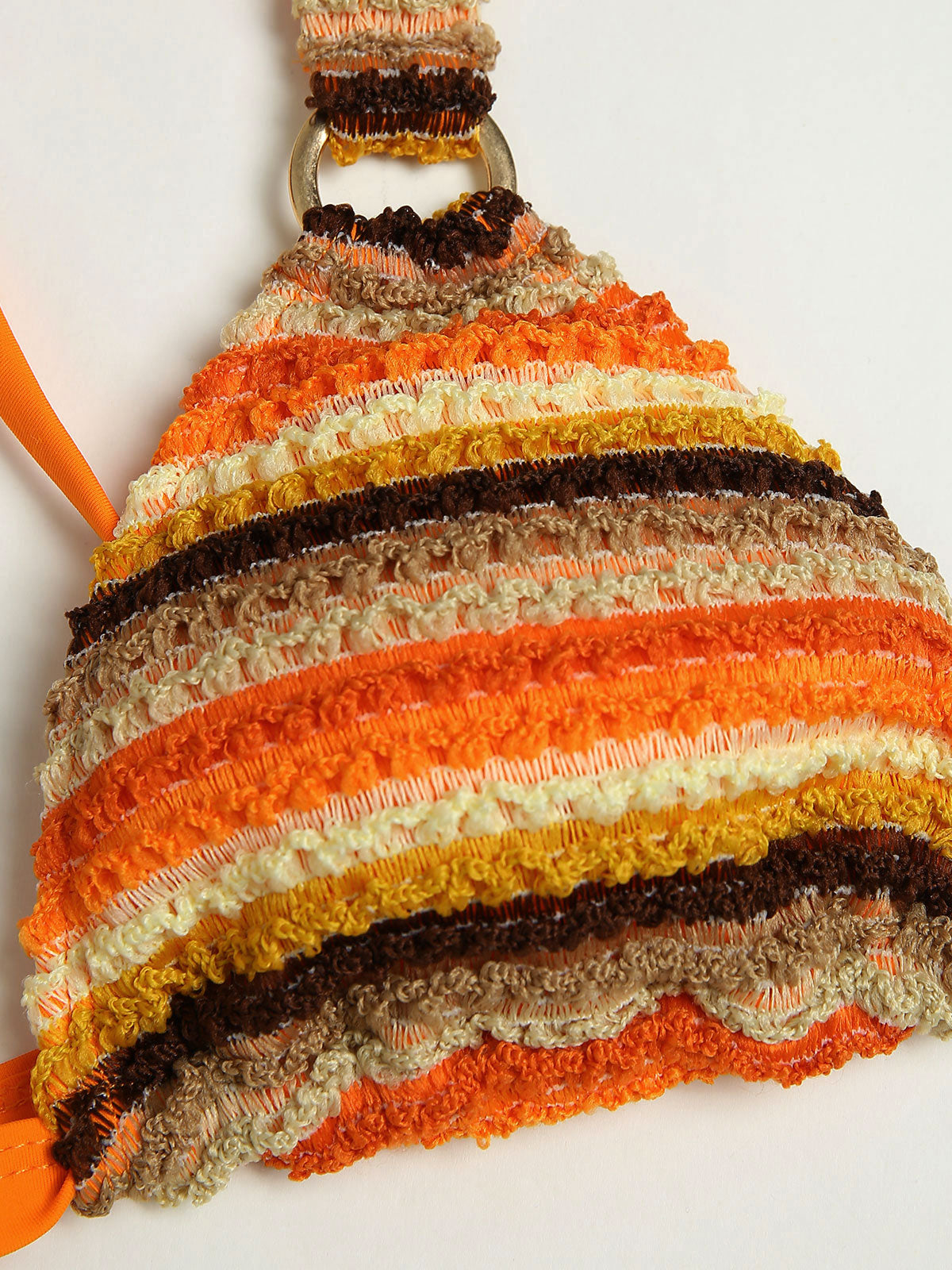 Women'S Polyester Knit Striped Ring Metallic Decorated Bikini Set Bikinis - SAMIOLSWIM