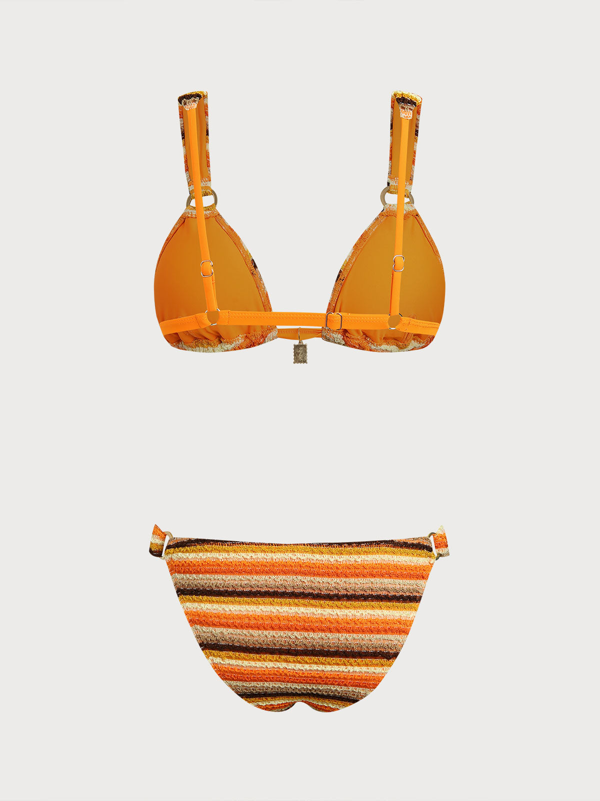 Women'S Polyester Knit Striped Ring Metallic Decorated Bikini Set Bikinis - SAMIOLSWIM