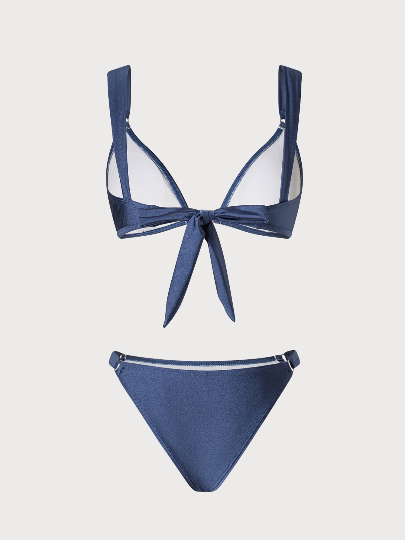 Women'S Polyester Knit Trimmed Vintage Bikini Set Bikinis - SAMIOLSWIM