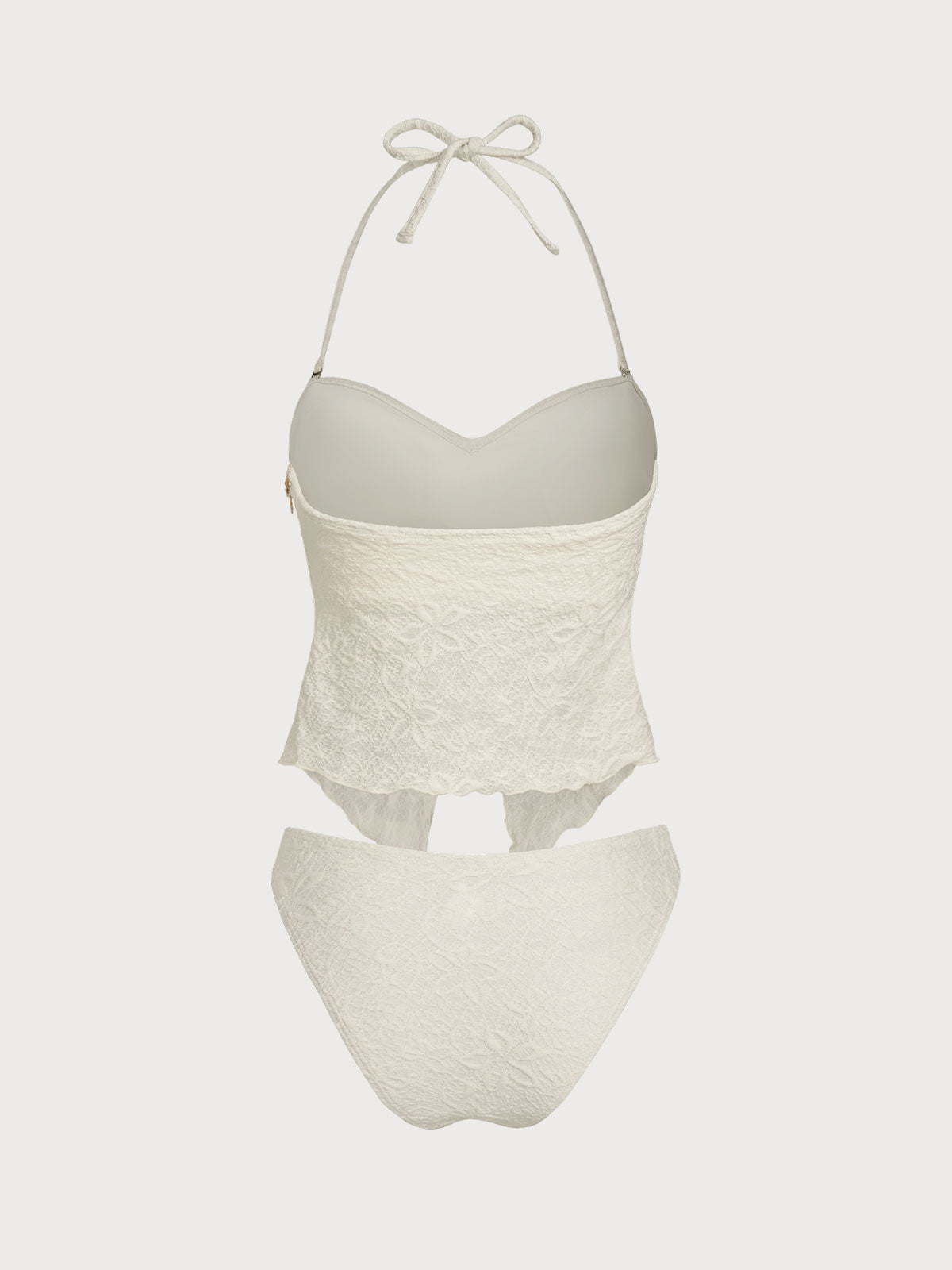 Women'S Polyester Knit Twisted Shell Trim Tankini Set Tankinis - SAMIOLSWIM