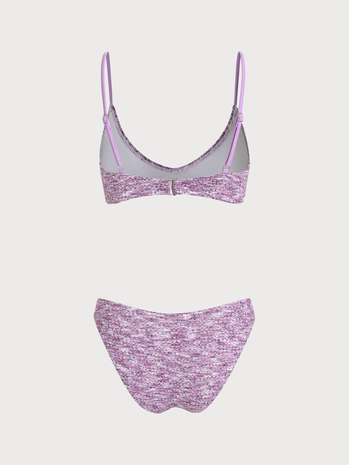 Women'S Polyester Knit Two-Tone Crochet Bikini Set Bikinis - SAMIOLSWIM