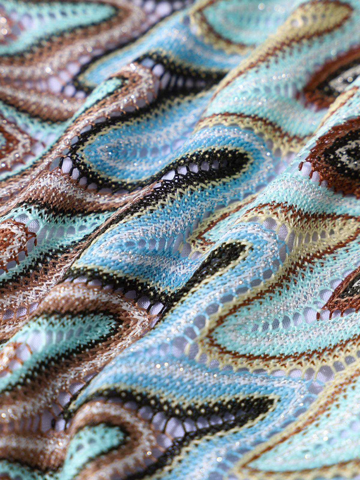 Women'S Polyester Knit Vintage Contrast Glitter Mesh Bikini Set Bikinis - SAMIOLSWIM