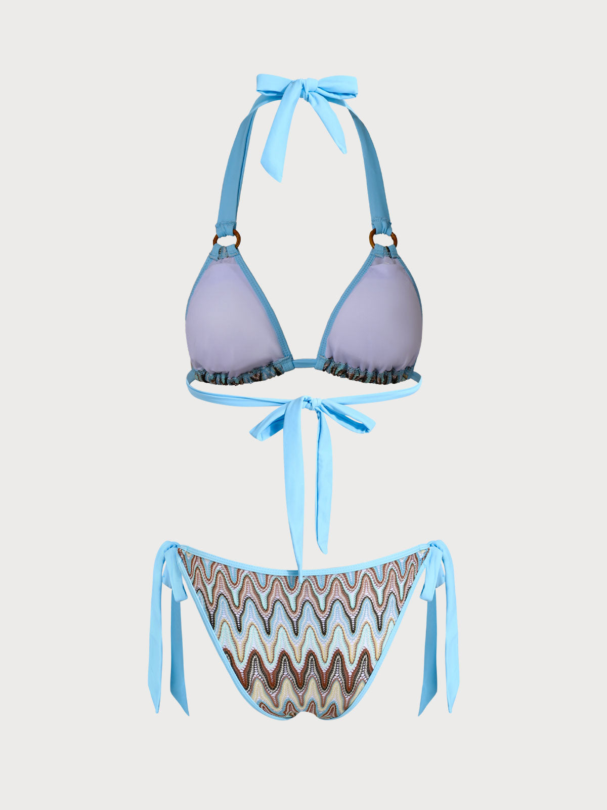 Women'S Polyester Knit Vintage Contrast Glitter Mesh Bikini Set Bikinis - SAMIOLSWIM