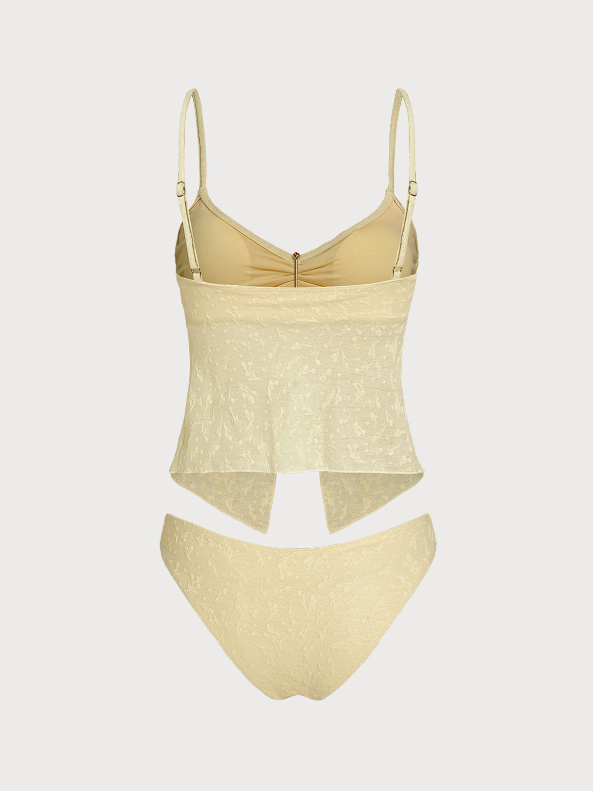 Women'S Polyester Knitted Cherry Jacquard Conch Trim Tankini Set Tankinis - SAMIOLSWIM