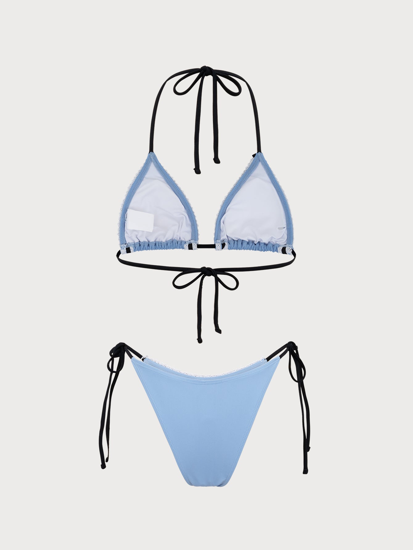 Women'S Polyester Knitted Contrast Lace Bikini Set Bikinis - SAMIOLSWIM