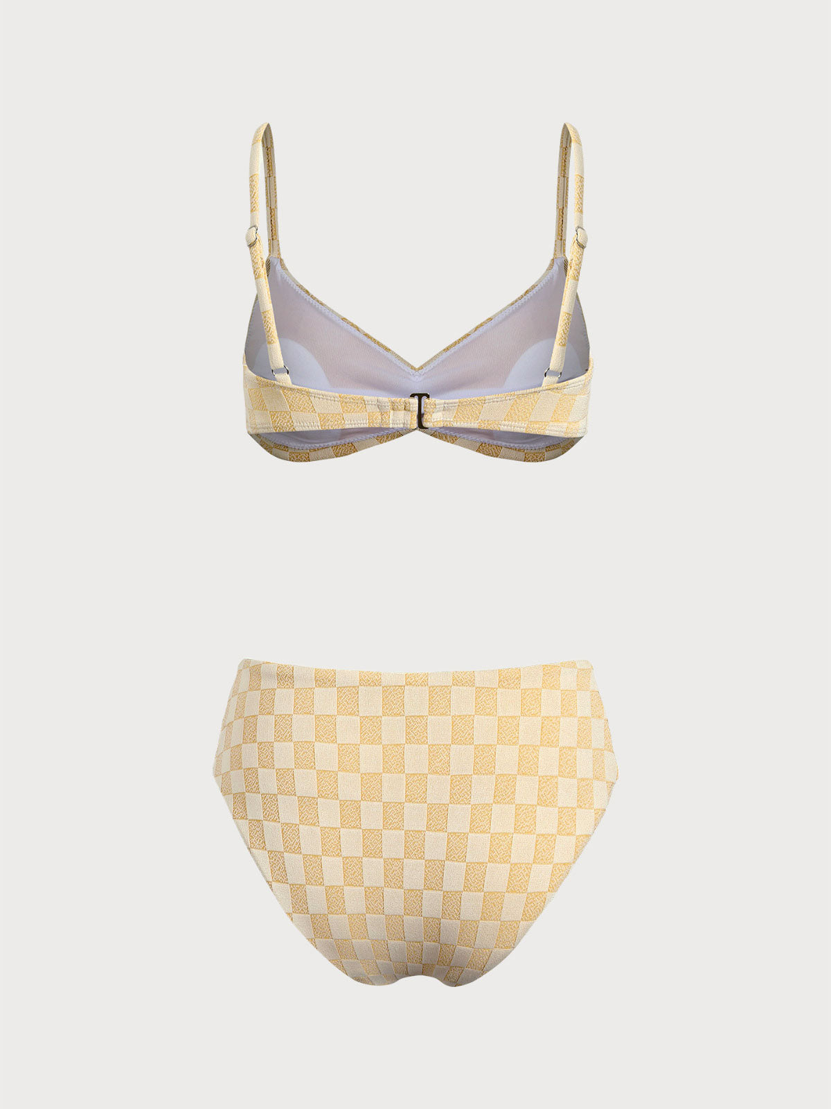 Women'S Polyester Knitted Crossover Plaid Bikini Set Bikinis - SAMIOLSWIM