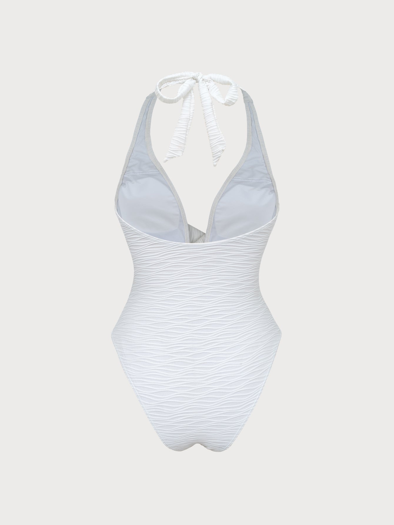 Women'S Polyester Knitted Crossover V-Neck One-Piece Swimsuit One-Pieces - SAMIOLSWIM