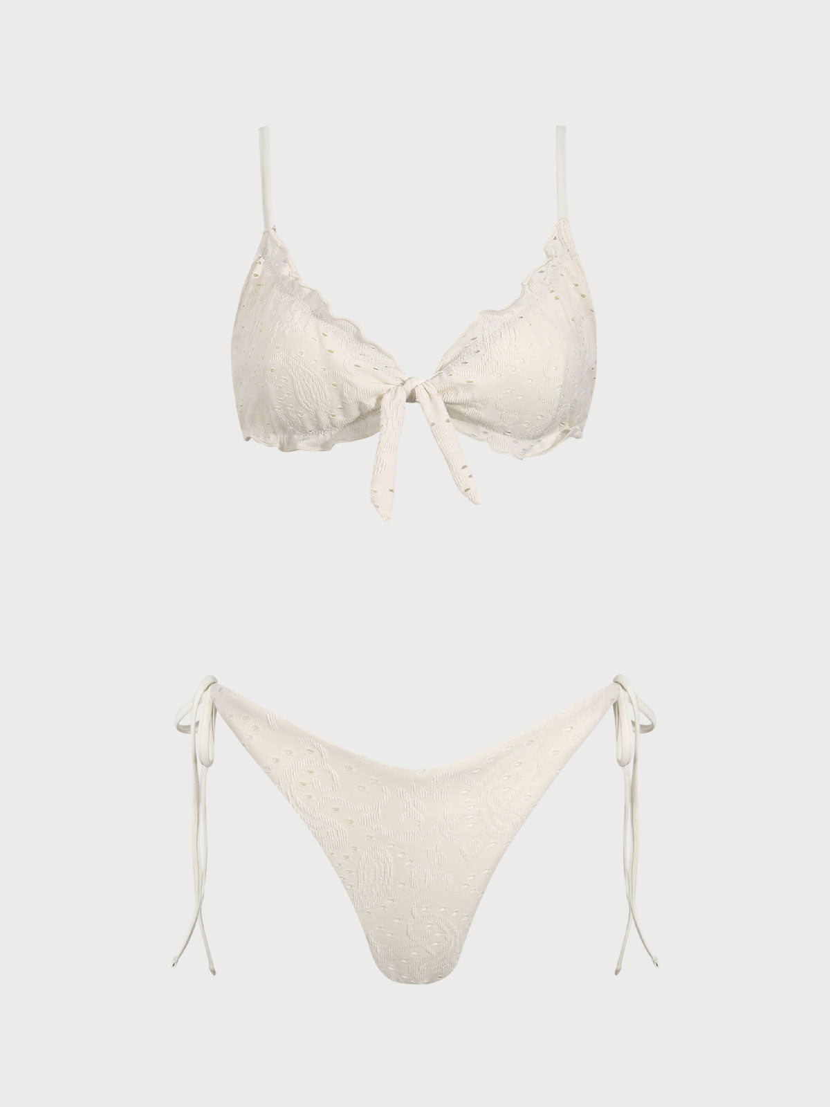 Women'S Polyester Knitted Cutout Paisley Bikini Set Bikinis - SAMIOLSWIM