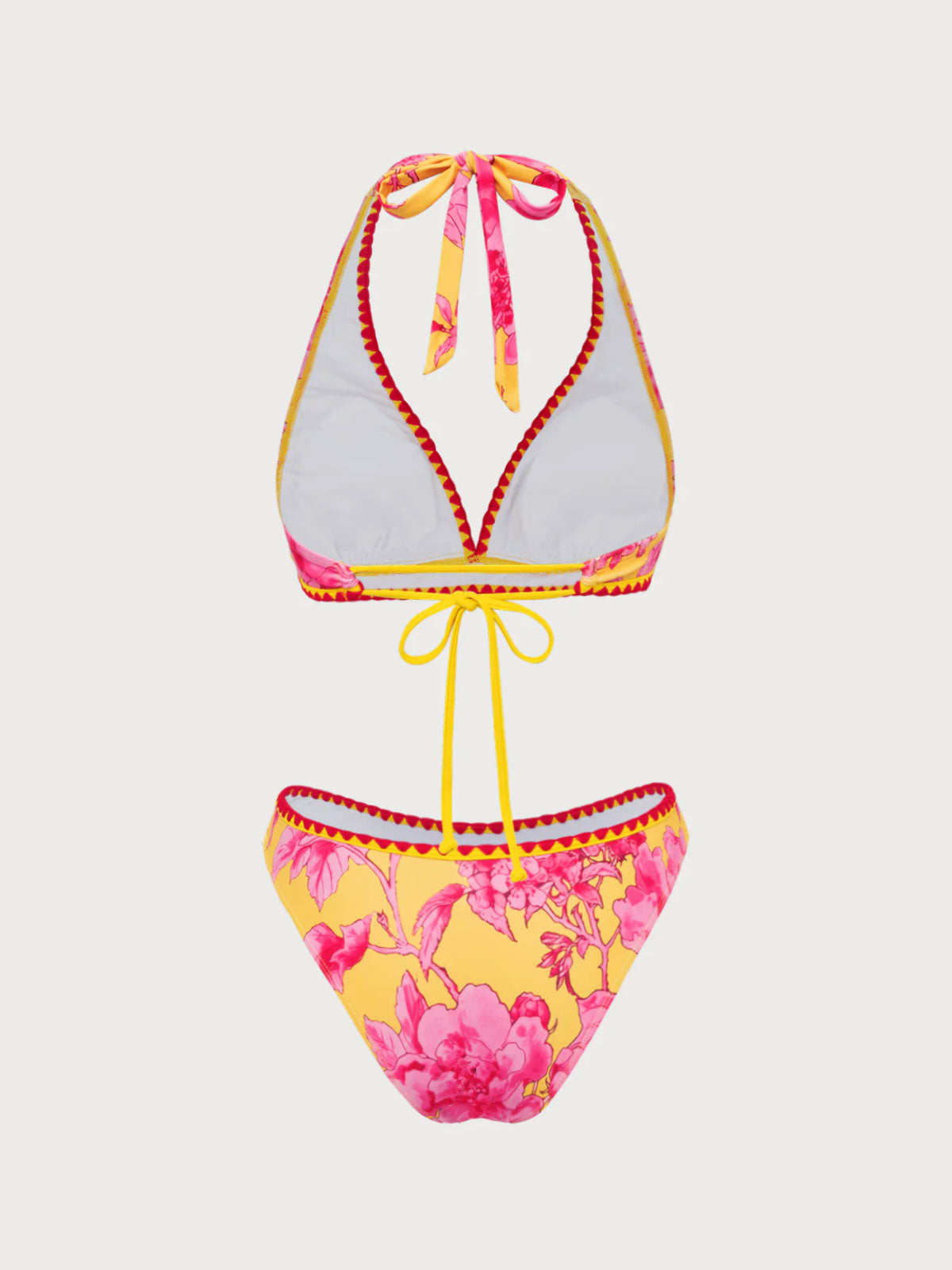 Women'S Polyester Knitted Floral Contrast Print Bikini Set Bikinis - SAMIOLSWIM