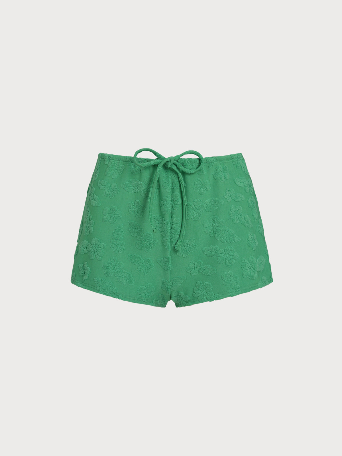 Women'S Polyester Knitted Floral Fabric Short-Sleeved Shirt Green Cover-ups - SAMIOLSWIM