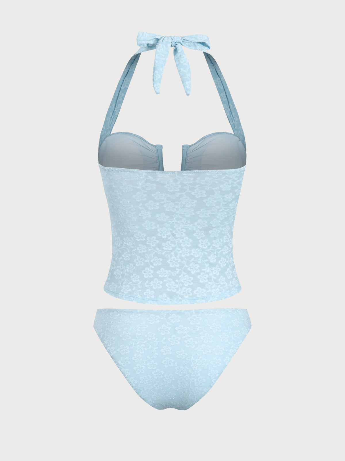 Women'S Polyester Knitted Floral Tankini Swimsuit Tankinis - SAMIOLSWIM