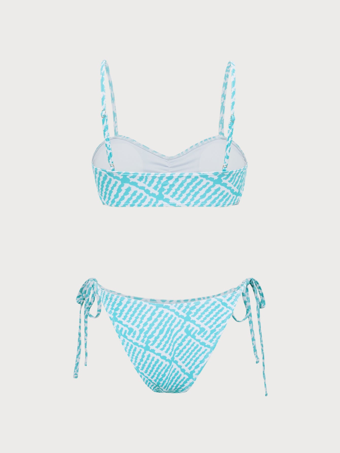 Women'S Polyester Knitted Geometric Print Ruched Bikini Set Bikinis - SAMIOLSWIM