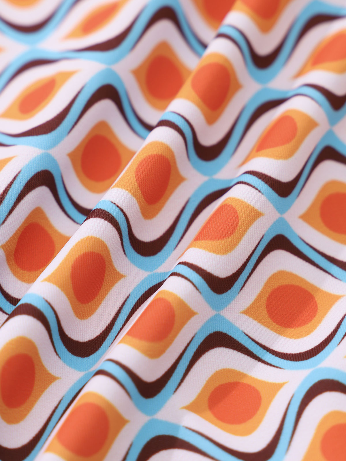 Women'S Polyester Knitted Geometric Wave Print Bikini Set Bikinis - SAMIOLSWIM