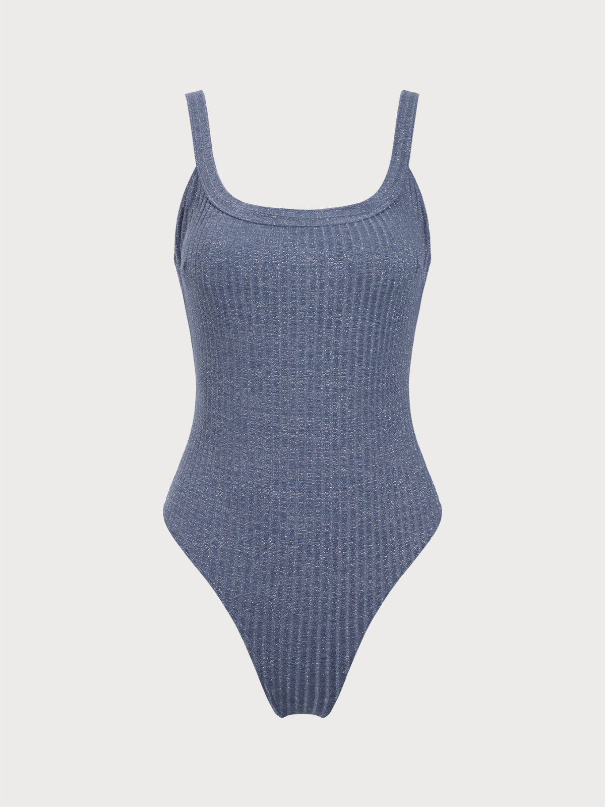 Women'S Polyester Knitted Glitter One-Piece Swimsuit Navy One-Pieces - SAMIOLSWIM