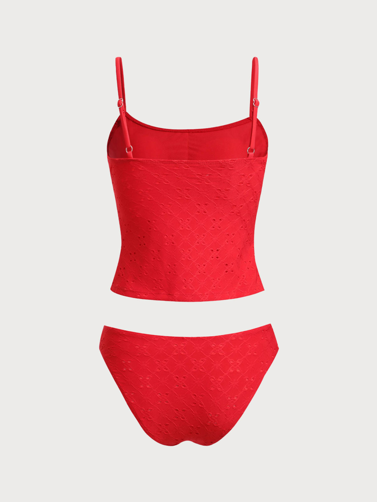 Women'S Polyester Knitted Hollow Flat Collar Tankini Swimsuit Tankinis - SAMIOLSWIM