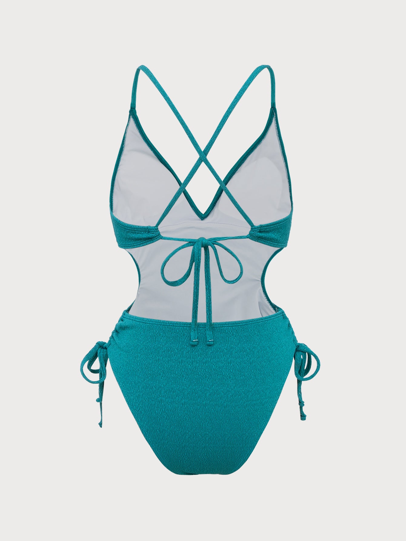 Women'S Polyester Knitted Hollow Lace-Up One-Piece Swimsuit One-Pieces - SAMIOLSWIM