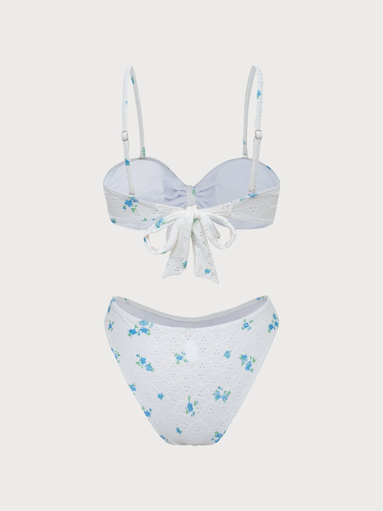 Women'S Polyester Knitted Hollow Print Bikini Set Bikinis - SAMIOLSWIM