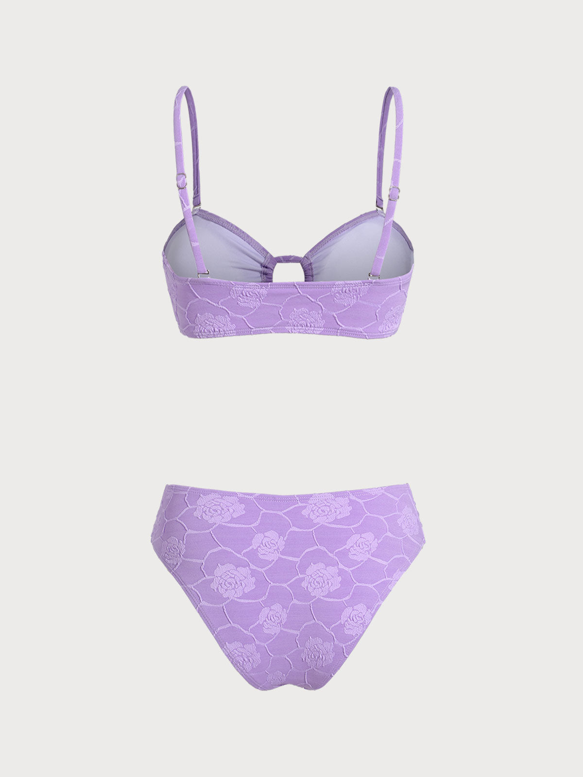 Women'S Polyester Knitted Hollow Ruffle Bikini Set Bikinis - SAMIOLSWIM