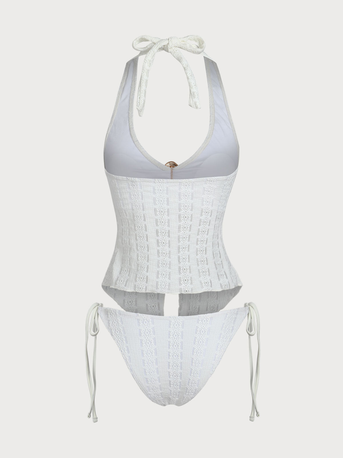 Women'S Polyester Knitted Irregular Metal Slit Tankini Swimsuit Tankinis - SAMIOLSWIM