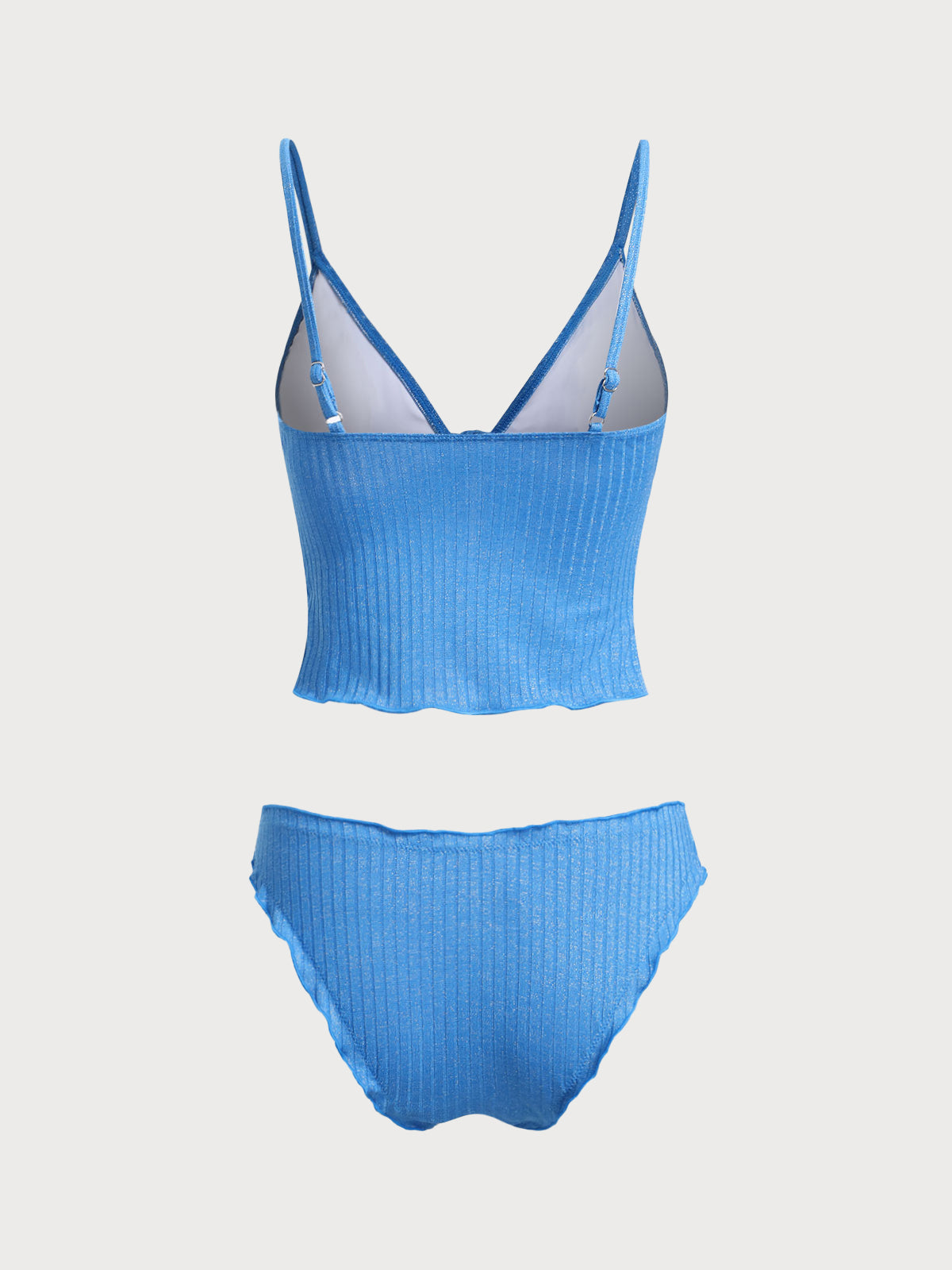 Women'S Polyester Knitted Lurex Tie-Front Tankini Swimsuit Tankinis - SAMIOLSWIM