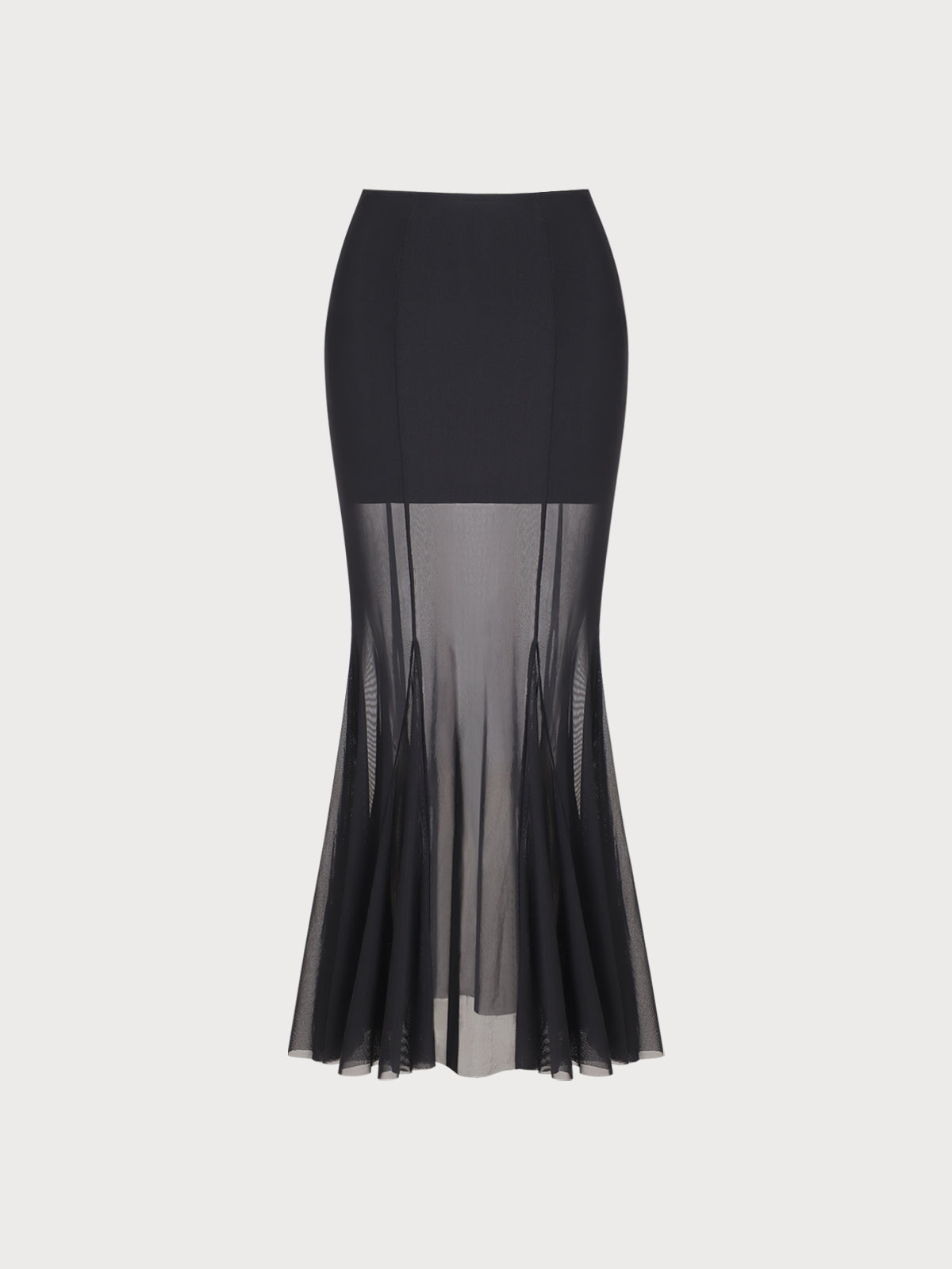 Women'S Polyester Knitted Mesh Hip-Wrapped Long Skirt Black Bottoms - SAMIOLSWIM