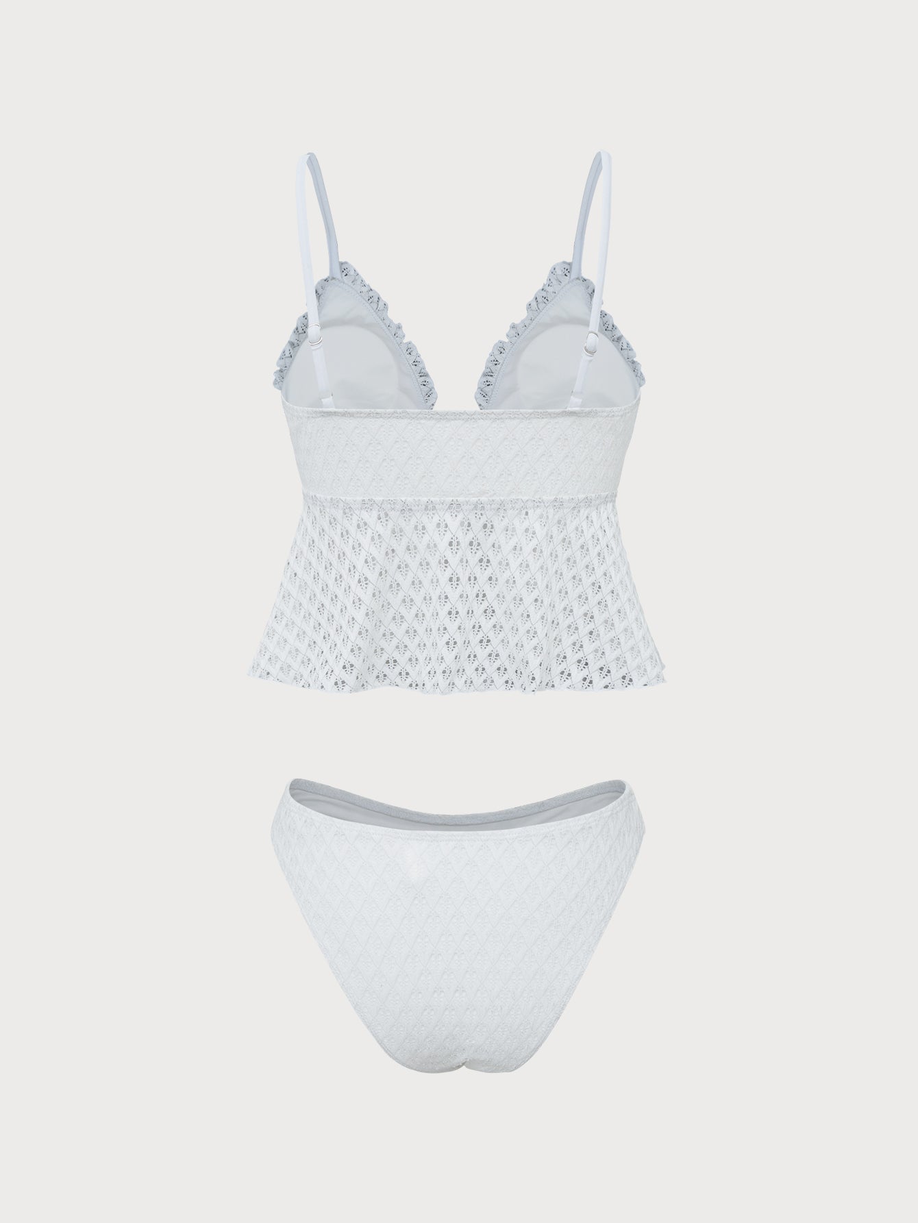 Women'S Polyester Knitted Mesh Hollow Tankini Swimsuit Tankinis - SAMIOLSWIM