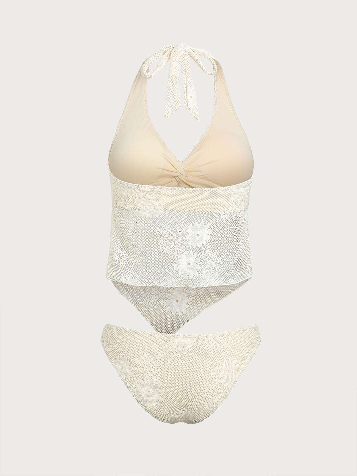 Women'S Polyester Knitted Mesh Irregular Hem Tankini Set Tankinis - SAMIOLSWIM