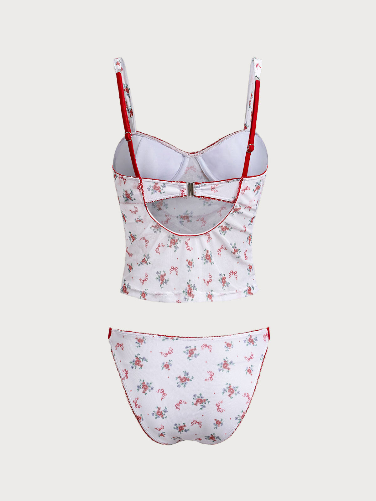 Women'S Polyester Knitted Mesh Printed Underwire Tankini Swimsuit Tankinis - SAMIOLSWIM