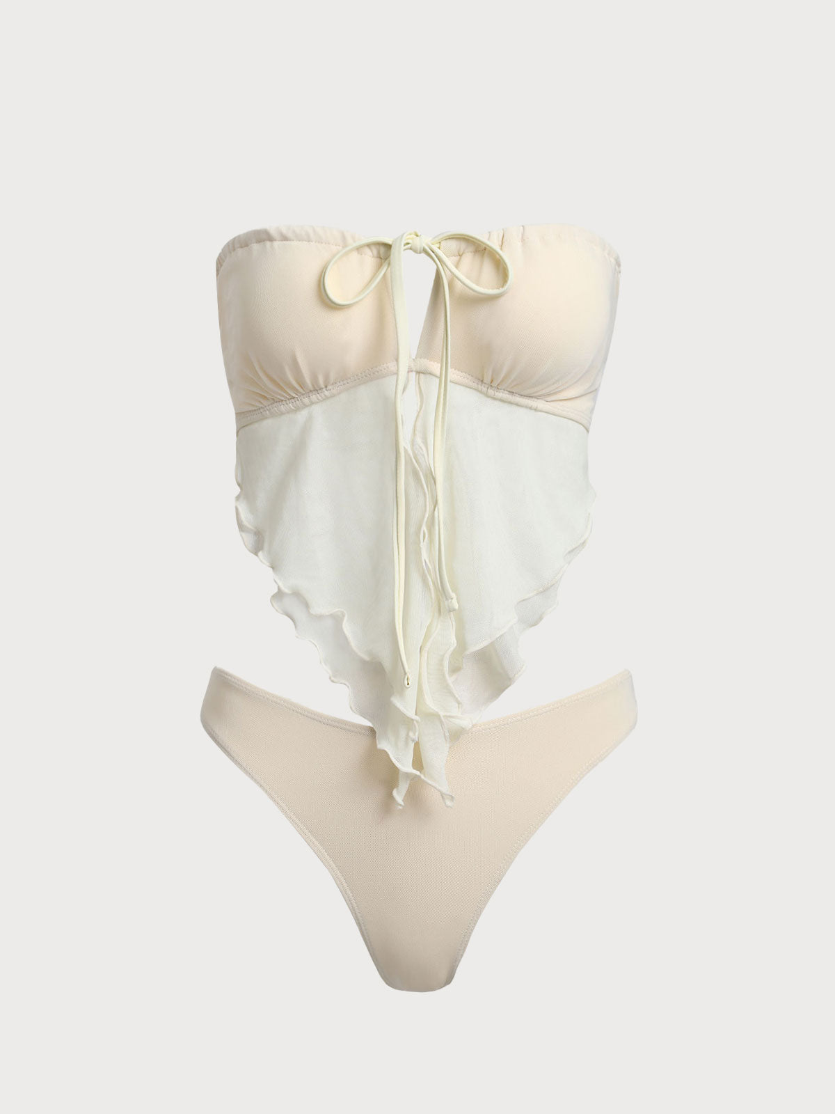 Women'S Polyester Knitted Mesh Ruched Tankini Swimsuit Tankinis - SAMIOLSWIM