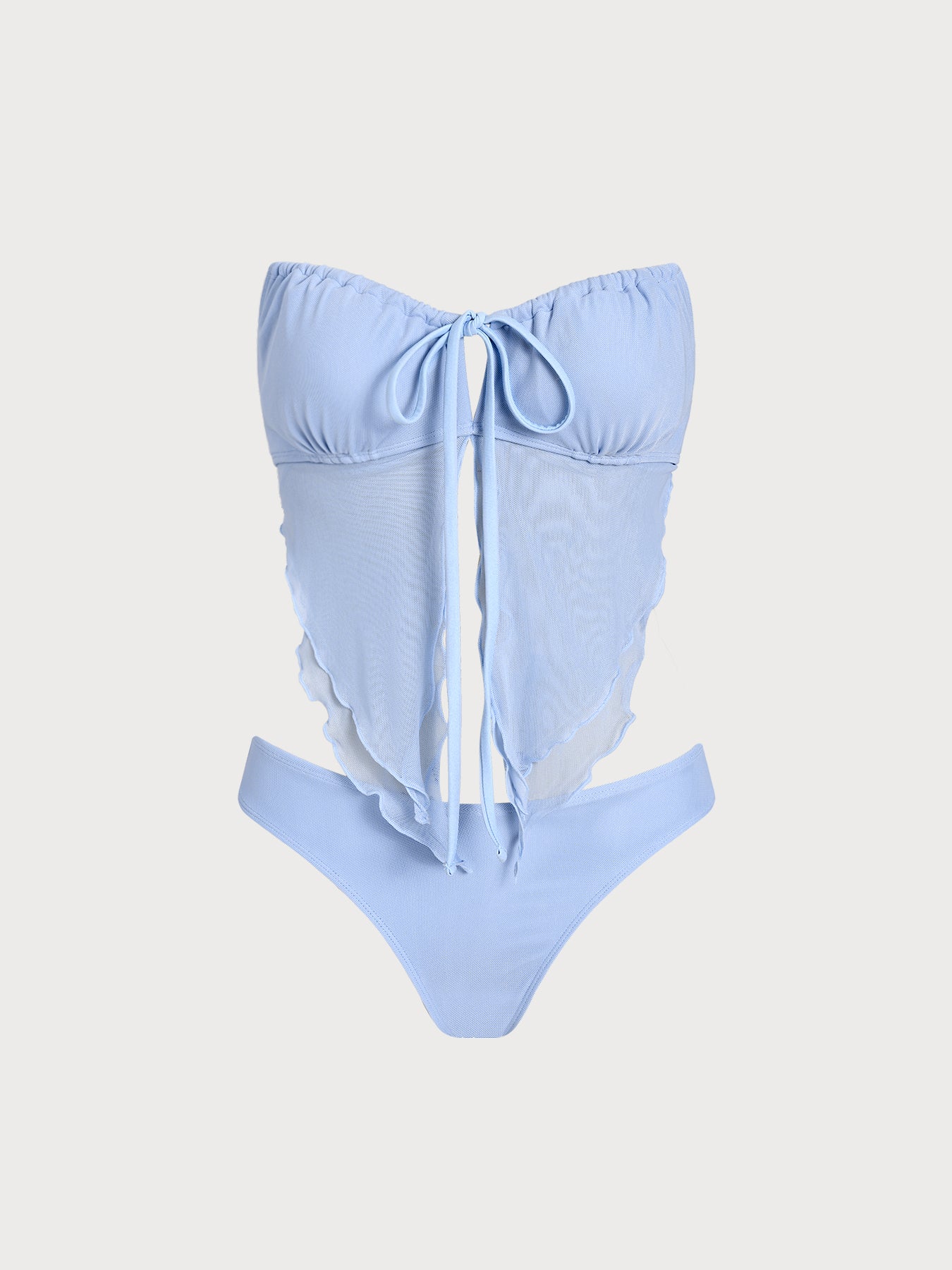 Women'S Polyester Knitted Mesh Ruched Tankini Swimsuit Tankinis - SAMIOLSWIM