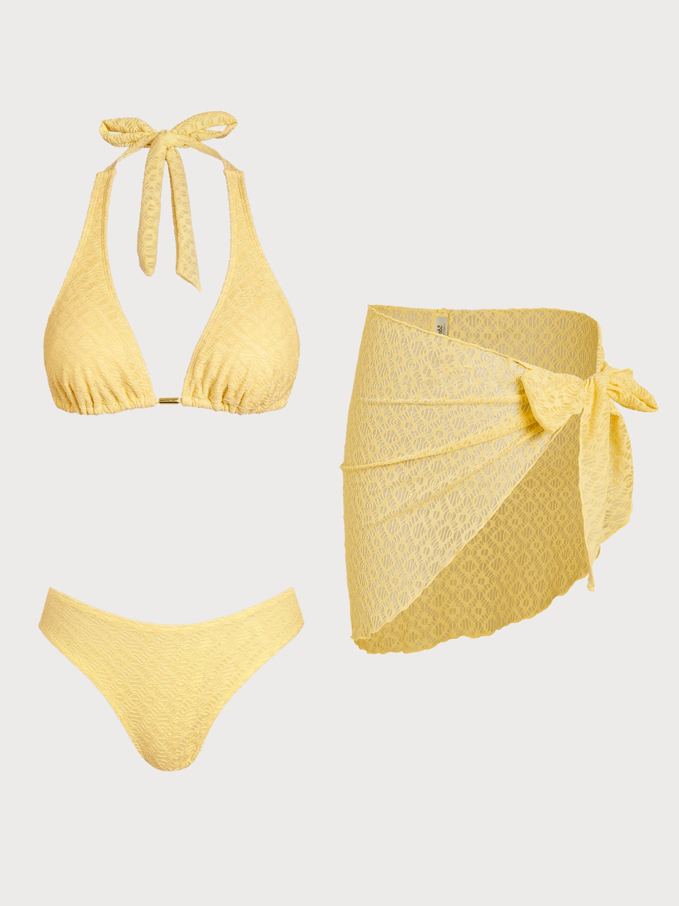 Women'S Polyester Knitted Metallic Bikini Three-Piece Set Bikinis - SAMIOLSWIM