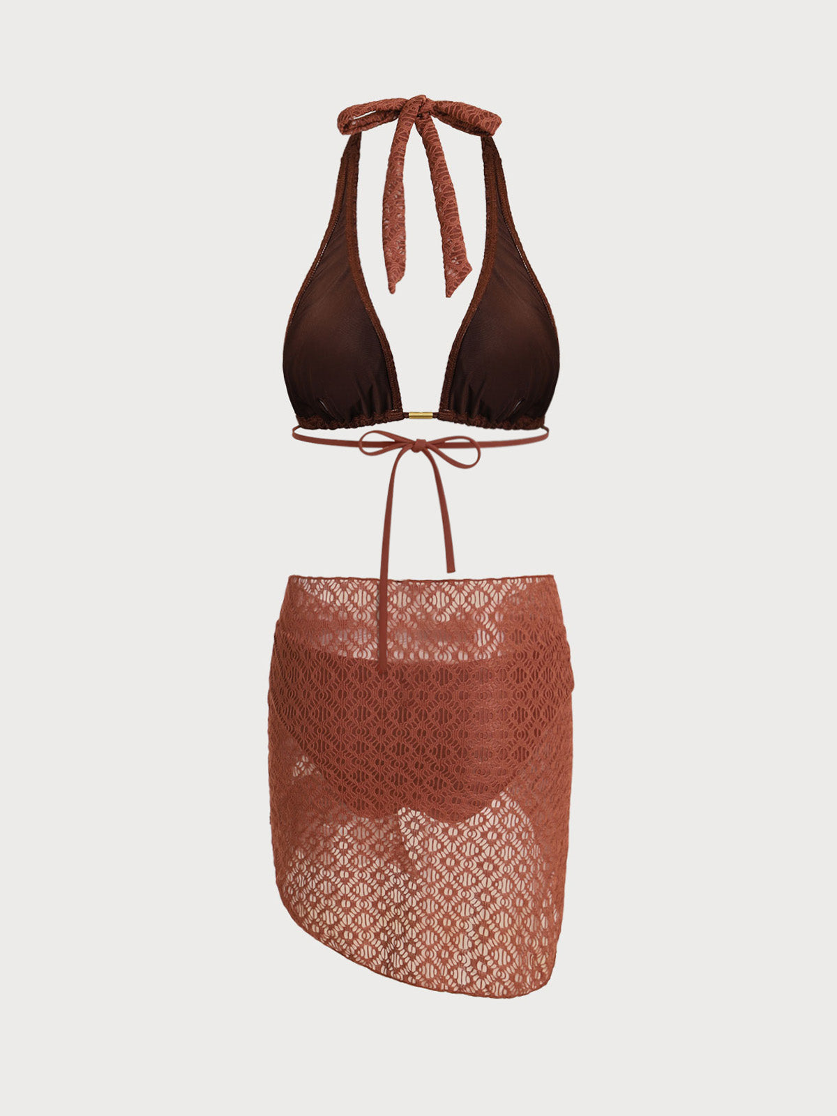 Women'S Polyester Knitted Metallic Bikini Three-Piece Set Bikinis - SAMIOLSWIM