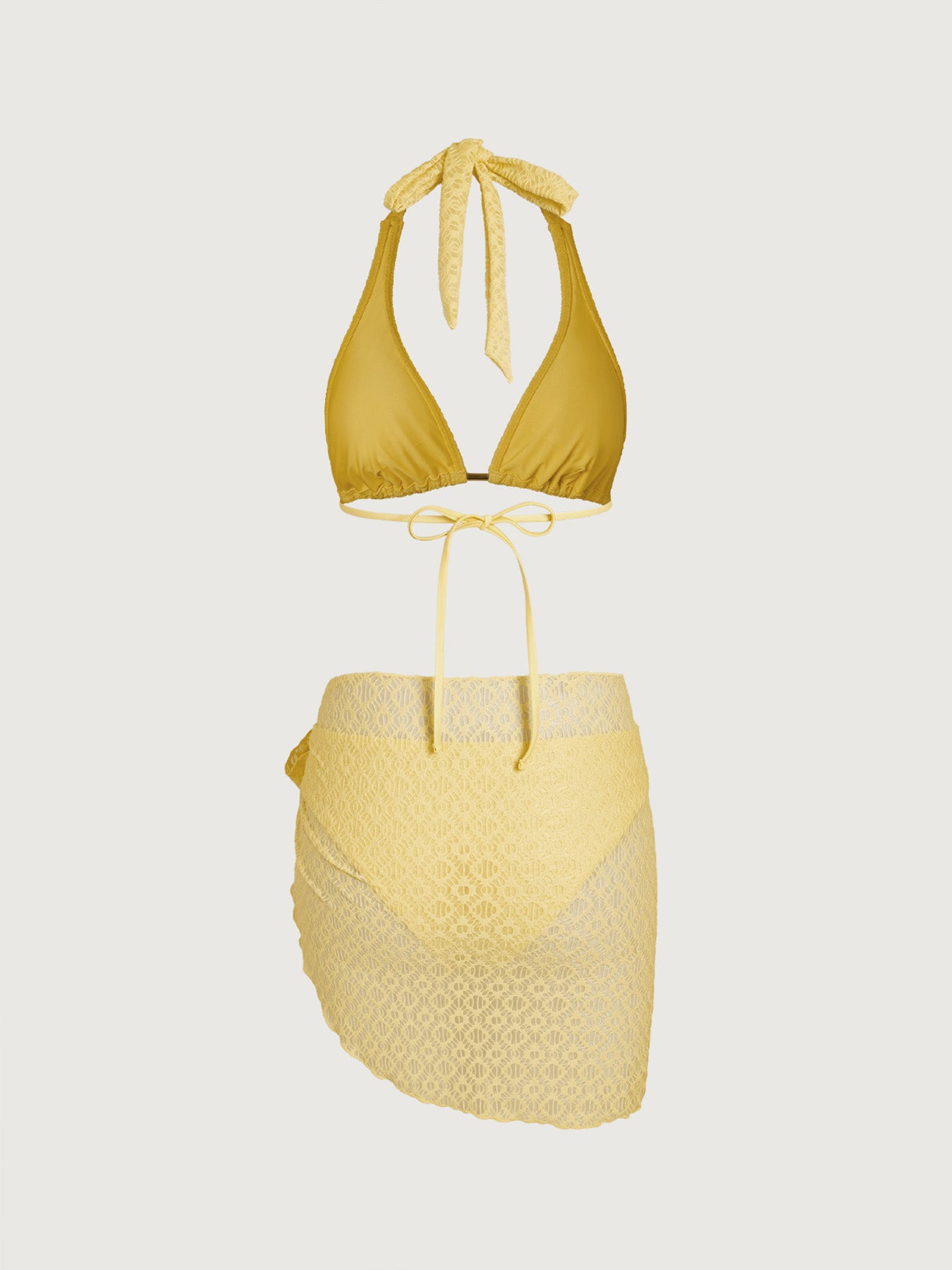 Women'S Polyester Knitted Metallic Bikini Three-Piece Set Bikinis - SAMIOLSWIM