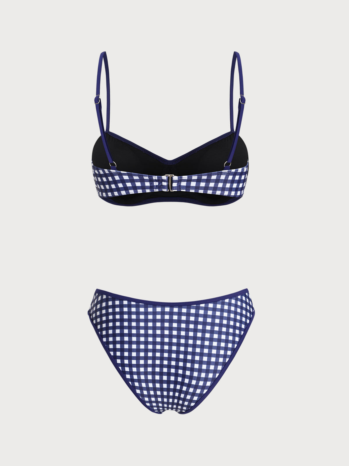 Women'S Polyester Knitted Plaid Print Vintage Contrast Color Bikini Set Bikinis - SAMIOLSWIM