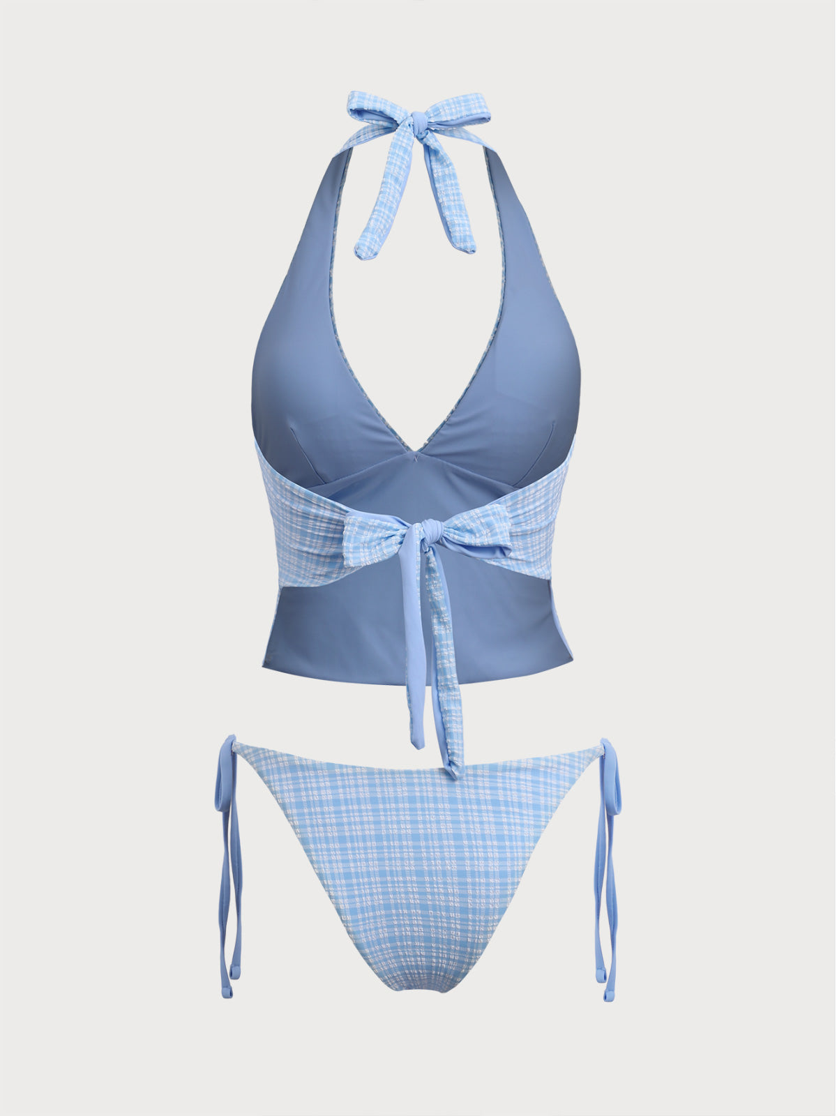 Women'S Polyester Knitted Plaid Tankini Swimsuit Tankinis - SAMIOLSWIM