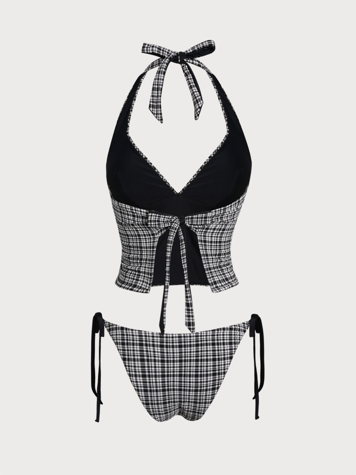 Women'S Polyester Knitted Plaid Tankini Swimsuit Tankinis - SAMIOLSWIM