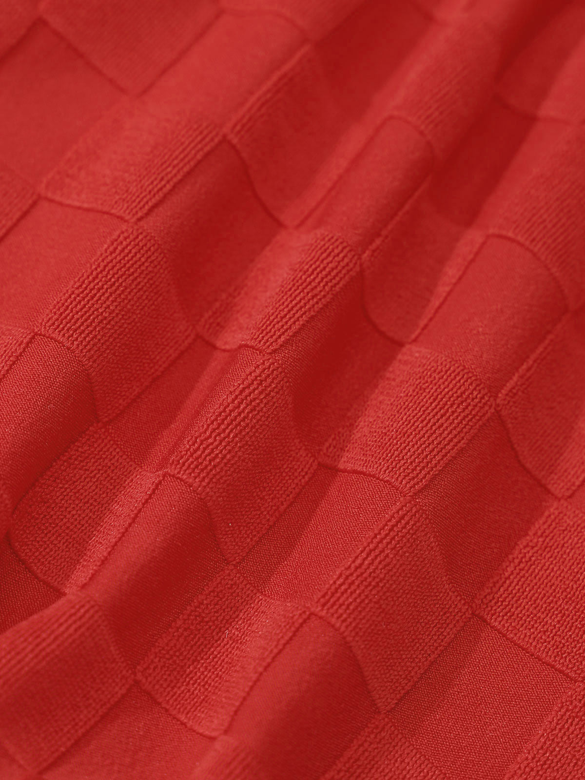 Red Textured U-Shaped Bikini Set