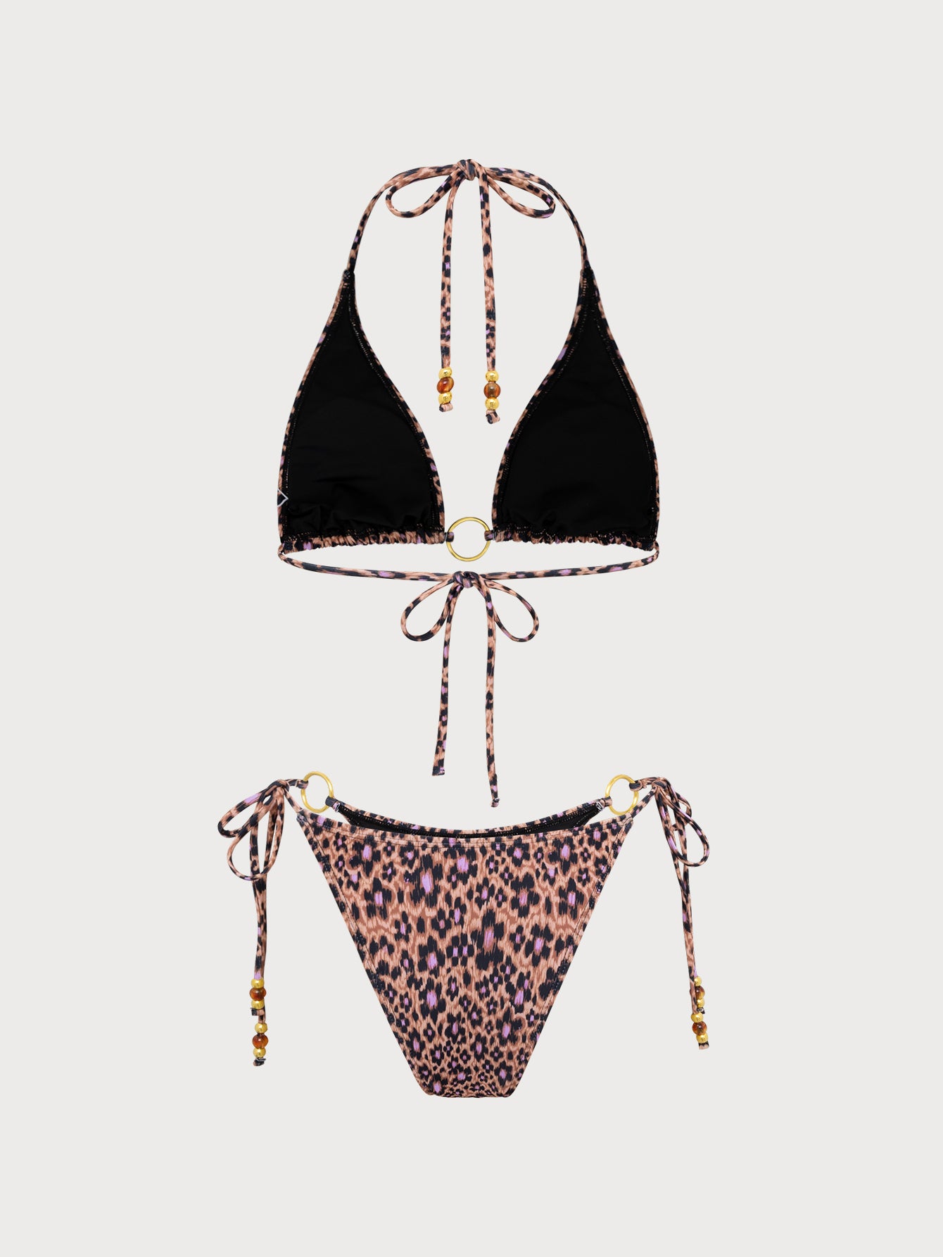 Women'S Polyester Knitted Printed Beaded Bikini Set Bikinis - SAMIOLSWIM